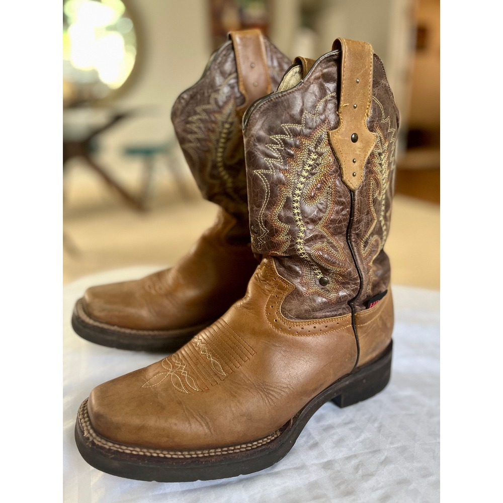 HP Artillero Western Cowboy Boots 8.5 Men 9.5‎ Women Brown Leather L2218